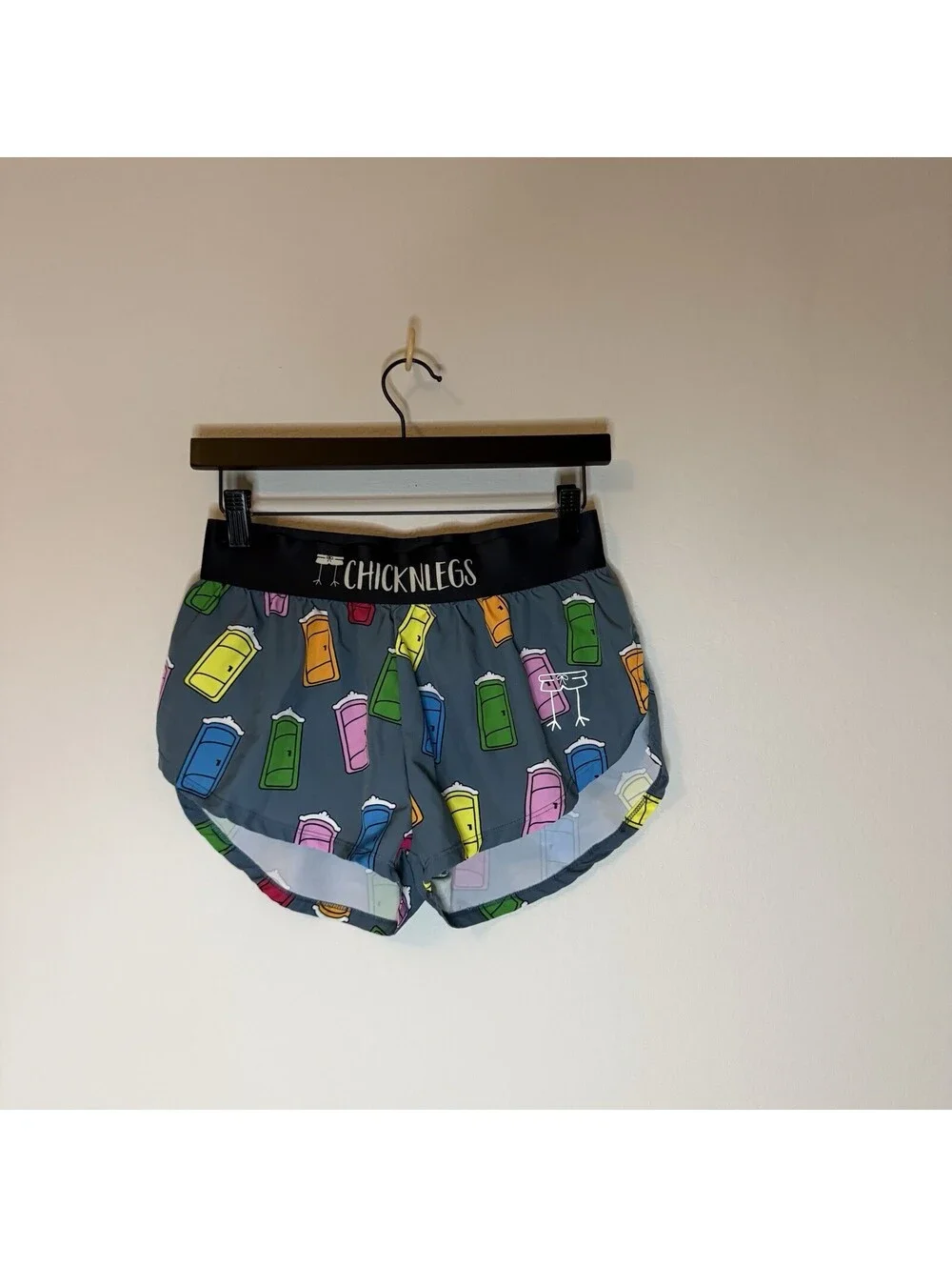 ChicknLegs Women’s Running Shorts Small Colorful Doors Gray Athletic Run